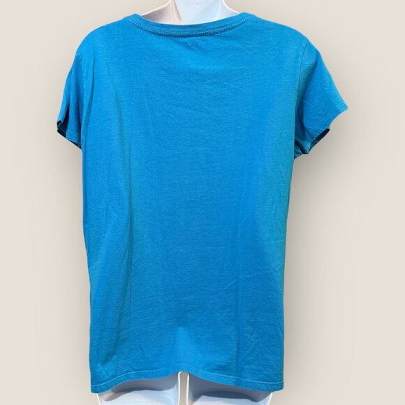 Blue Graphic T-Shirt Good Moms Have Messy Kitchens Laundry Piles Happy Kids XL - Picture 2 of 4